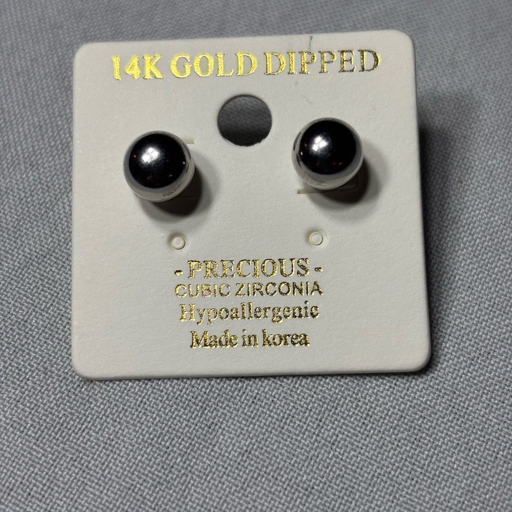 New! 14K White Gold Dipped Hypoallergenic Stud Earrings